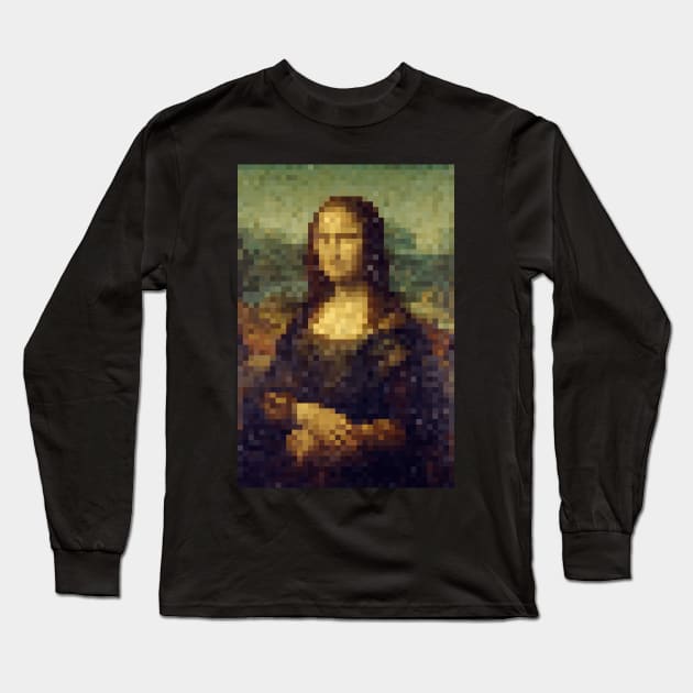Mona Lisa Pixel Art Long Sleeve T-Shirt by christinegames